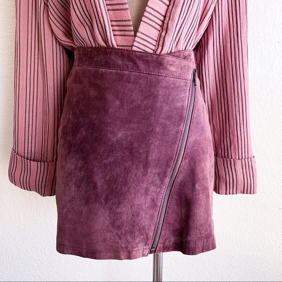 bebe Dresses & Skirts - BEBE Purple Suede Mini Skirt